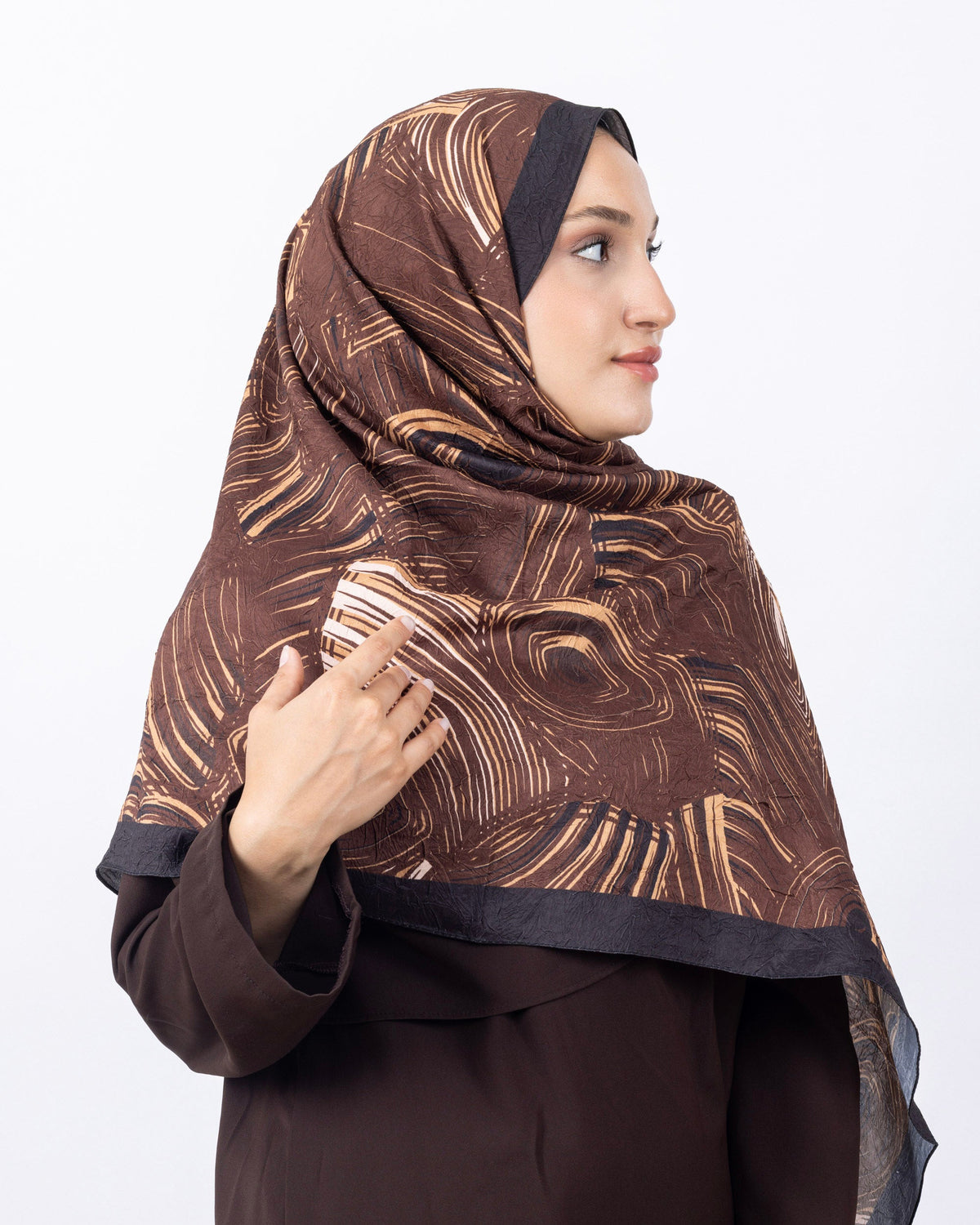 Mikro Bambu Kraş Şal D022 Kahverengi, 75 × 185 cm şal – görsel 4