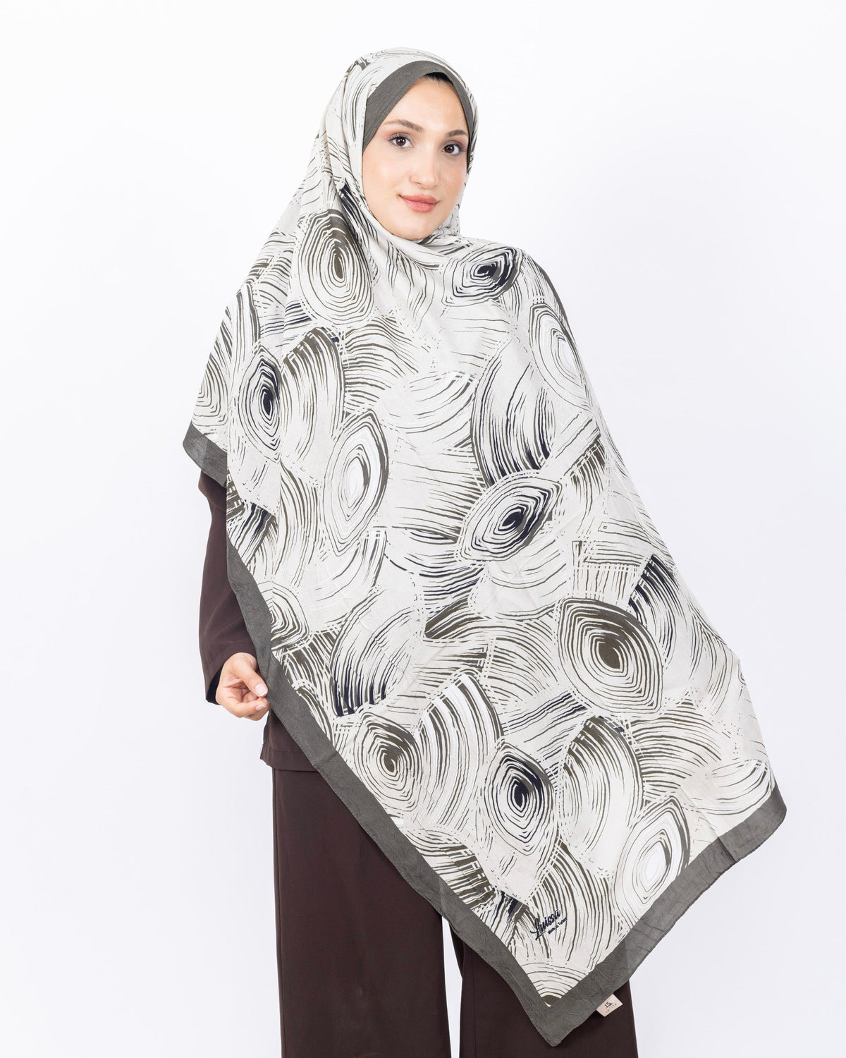 Mikro Bambu Kraş Şal D022 Haki Yeşili, 75 × 185 cm şal – görsel 2
