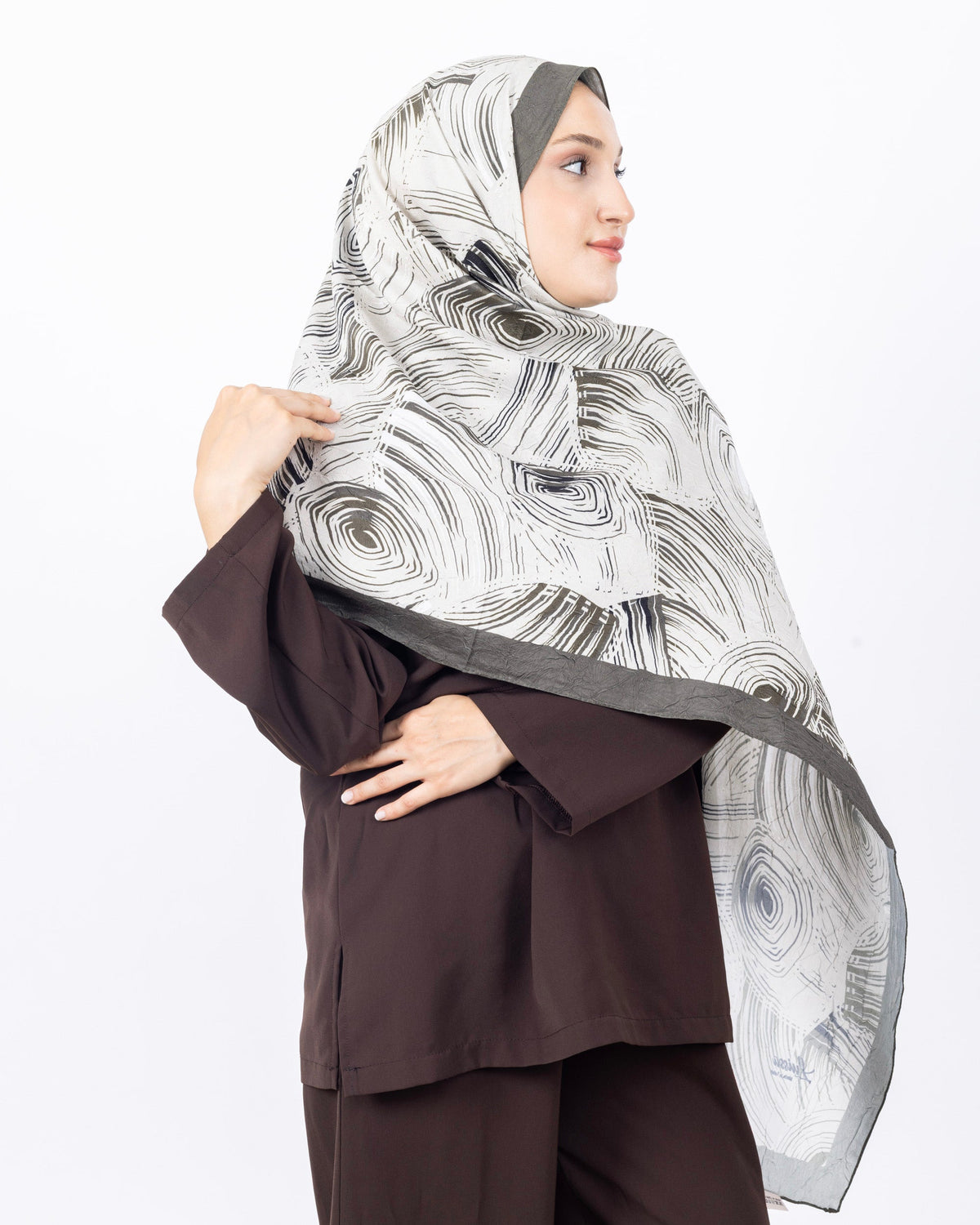 Mikro Bambu Kraş Şal D022 Haki Yeşili, 75 × 185 cm şal – görsel 1