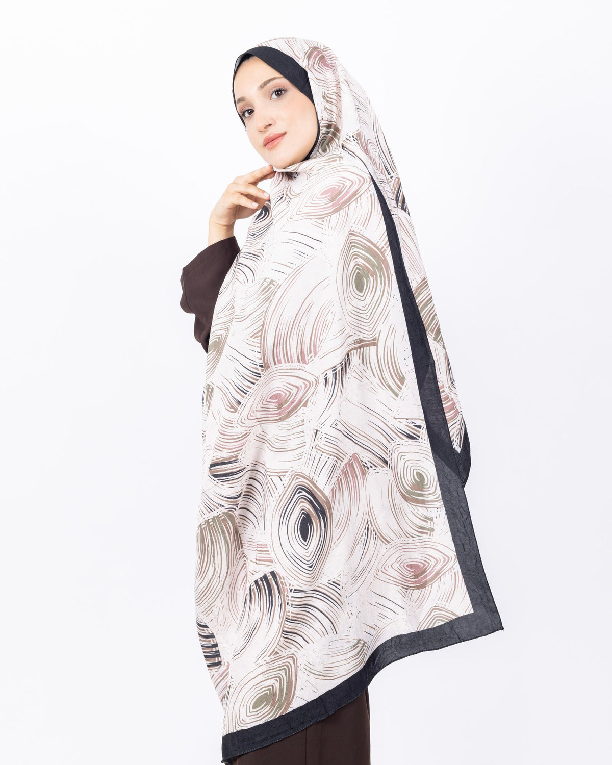 Mikro Bambu Kraş Şal D022 Siyah-Yeşil, 75 × 185 cm şal – görsel 3