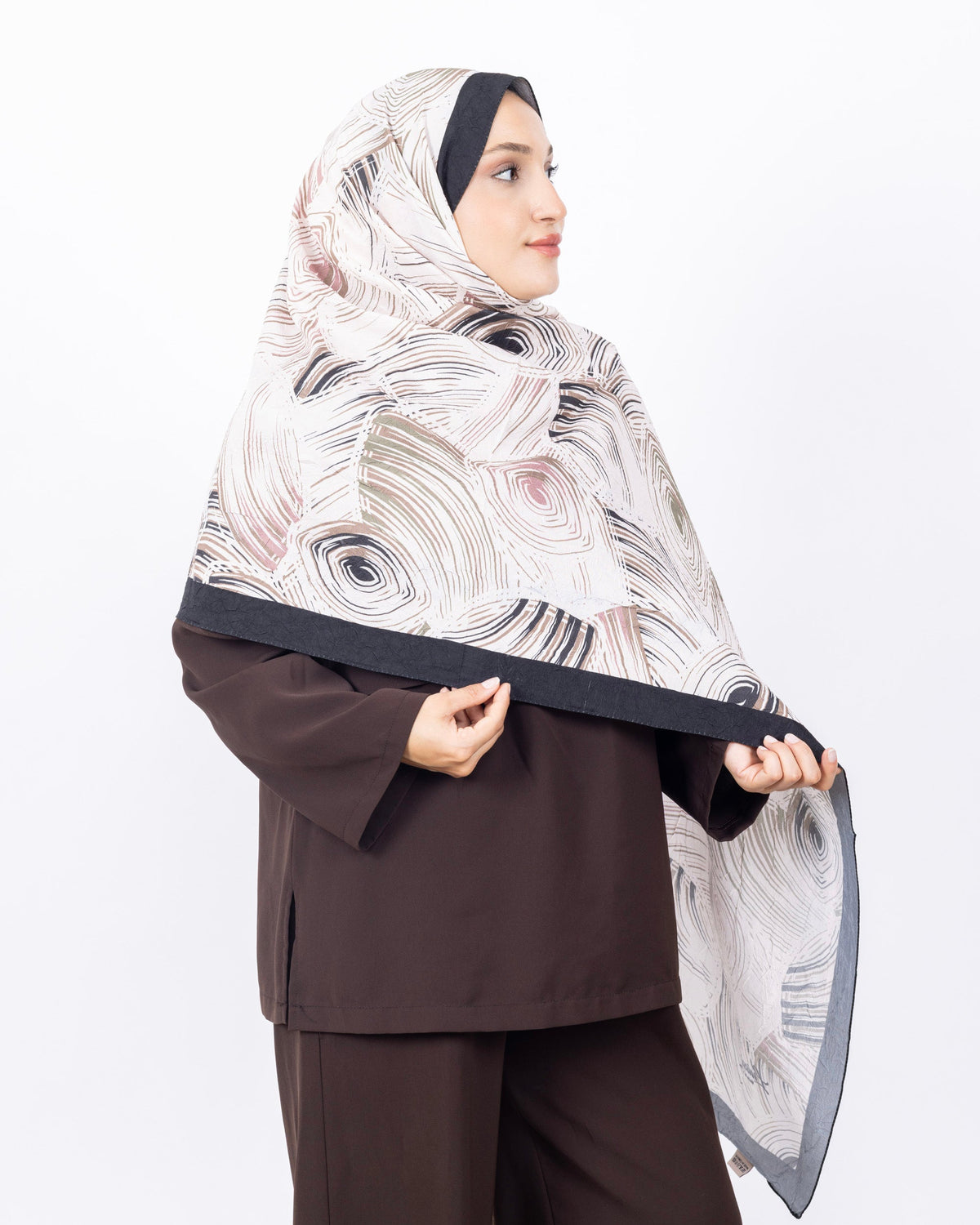 Mikro Bambu Kraş Şal D022 Siyah-Yeşil, 75 × 185 cm şal – görsel 4
