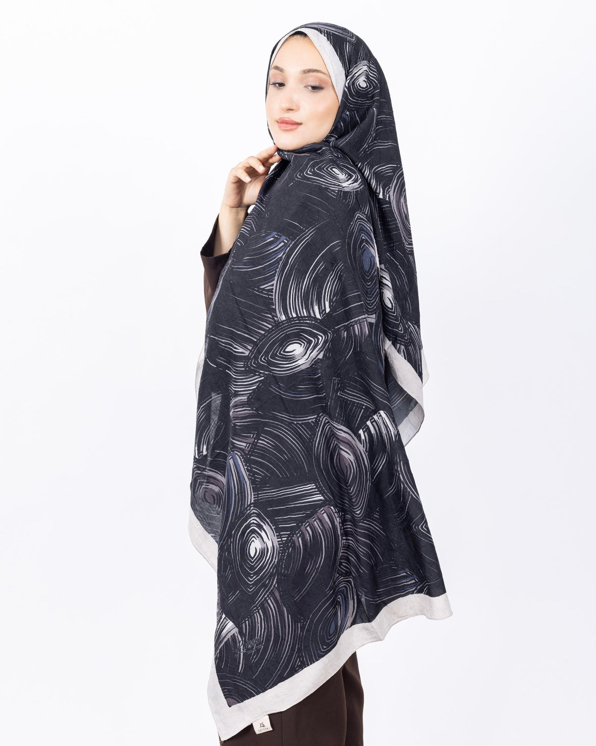 Mikro Bambu Kraş Şal D022 Taş Lacivert, 75 × 185 cm şal – görsel 3