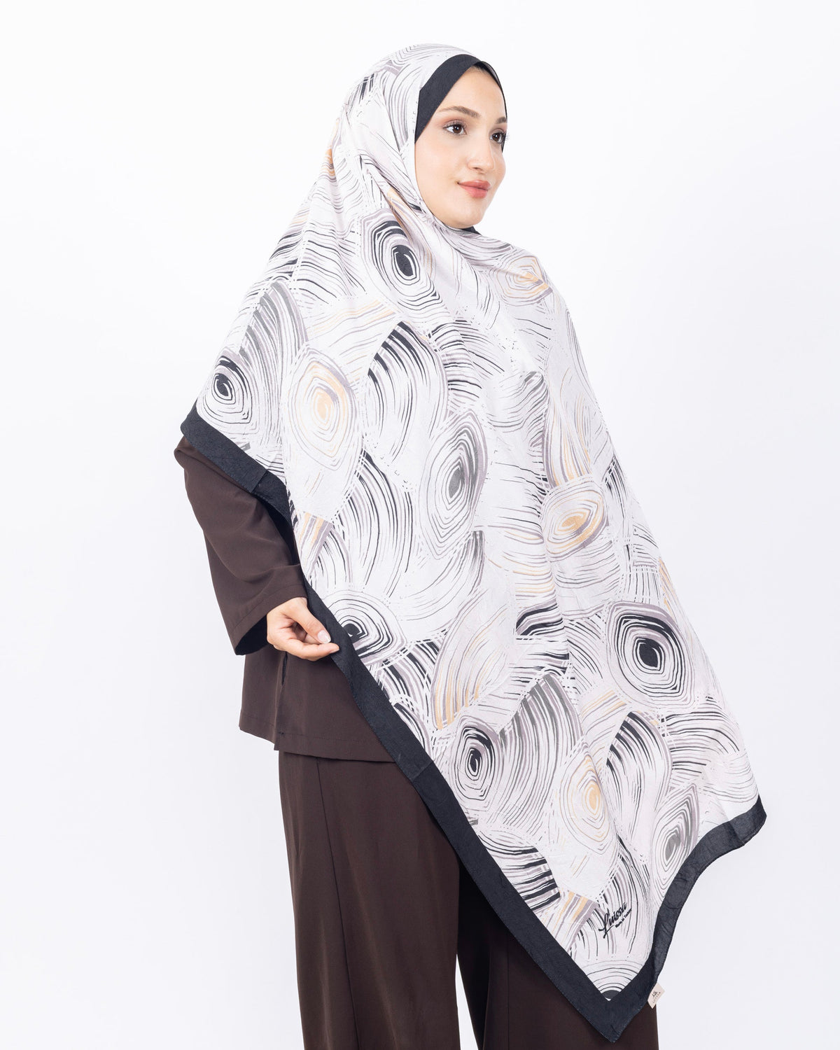 Mikro Bambu Kraş Şal D022 Siyah-Sarı, 75 × 185 cm şal – görsel 2