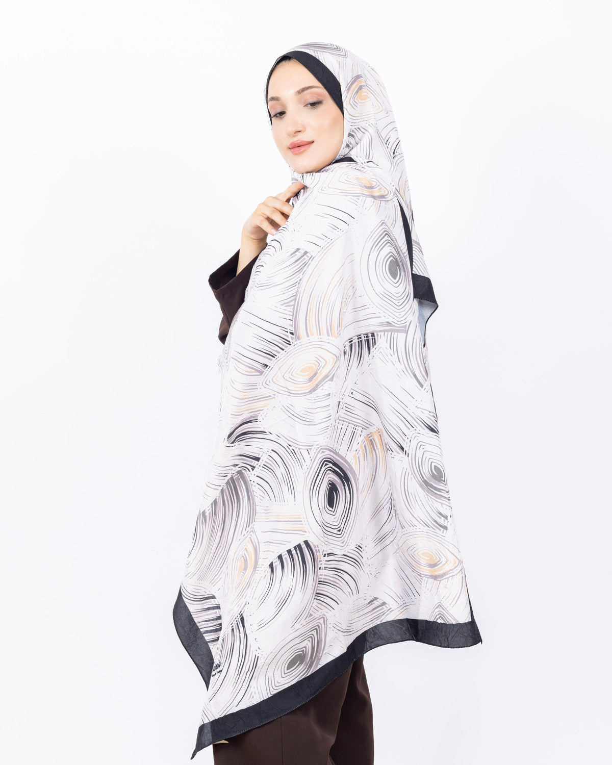 Mikro Bambu Kraş Şal D022 Siyah-Sarı, 75 × 185 cm şal – görsel 3