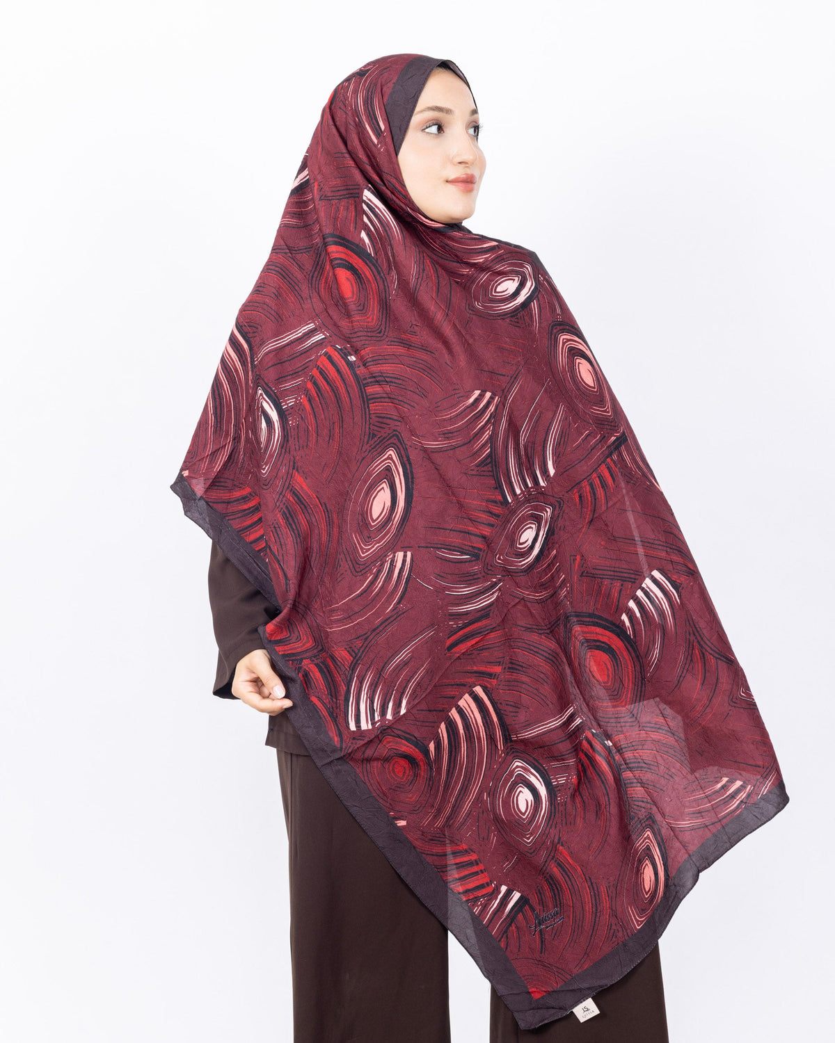 Mikro Bambu Kraş Şal D022 Kahverengi-Bordo, 75 × 185 cm şal – görsel 2
