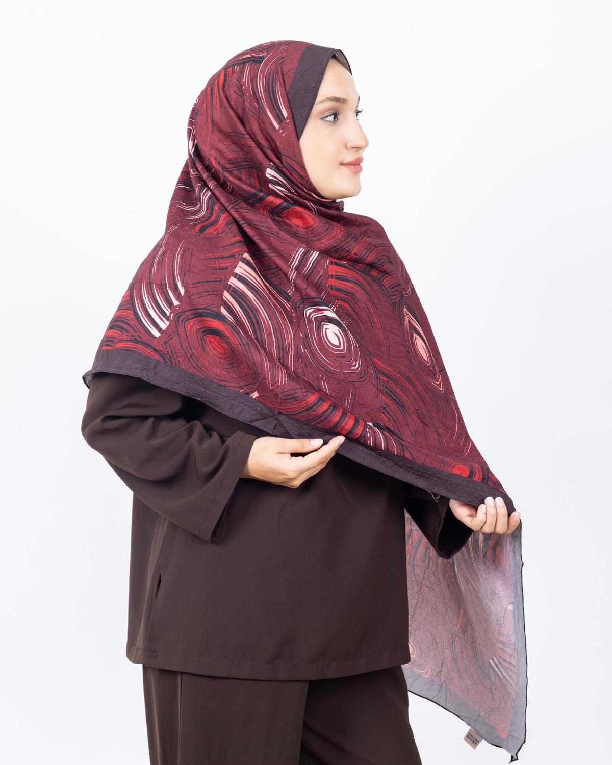 Mikro Bambu Kraş Şal D022 Kahverengi-Bordo, 75 × 185 cm şal – görsel 3