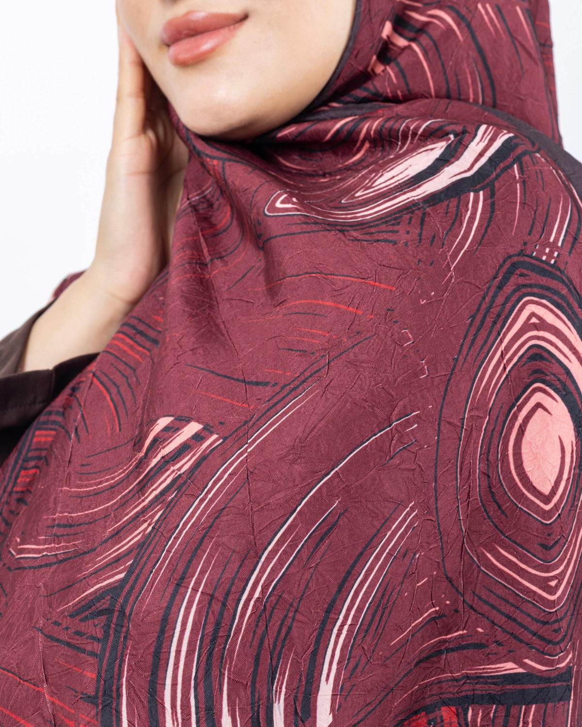 Mikro Bambu Kraş Şal D022 Kahverengi-Bordo, 75 × 185 cm şal – görsel 4