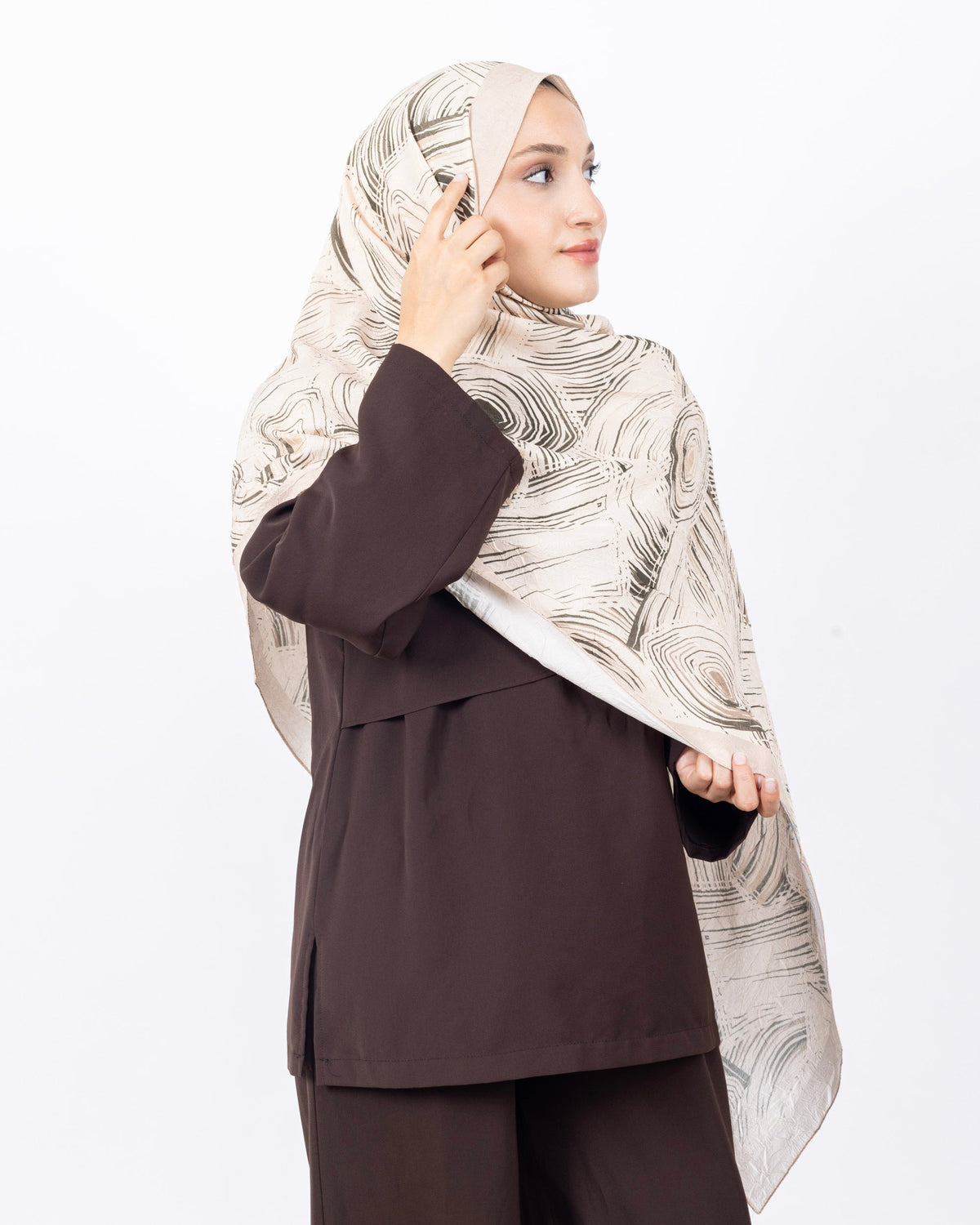 Mikro Bambu Kraş Şal D022 Bej, 75 × 185 cm şal – görsel 3