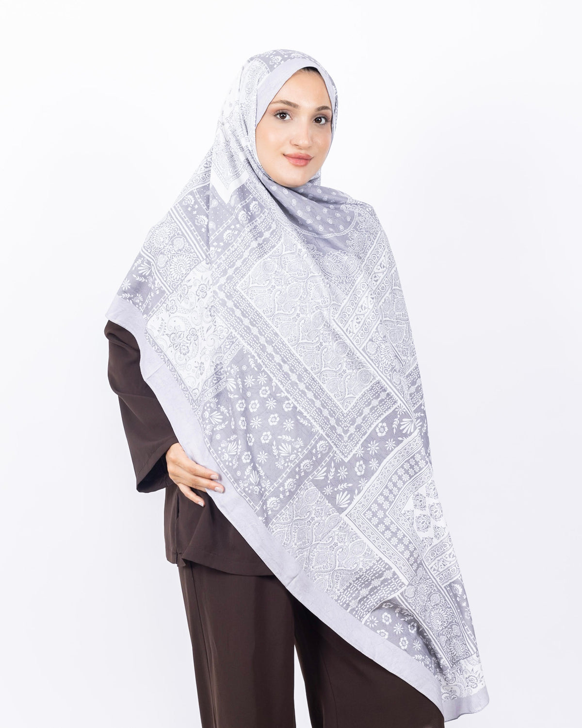 Mikro Bambu Kraş Şal D034 Gri, 75 × 185 cm şal – görsel 2