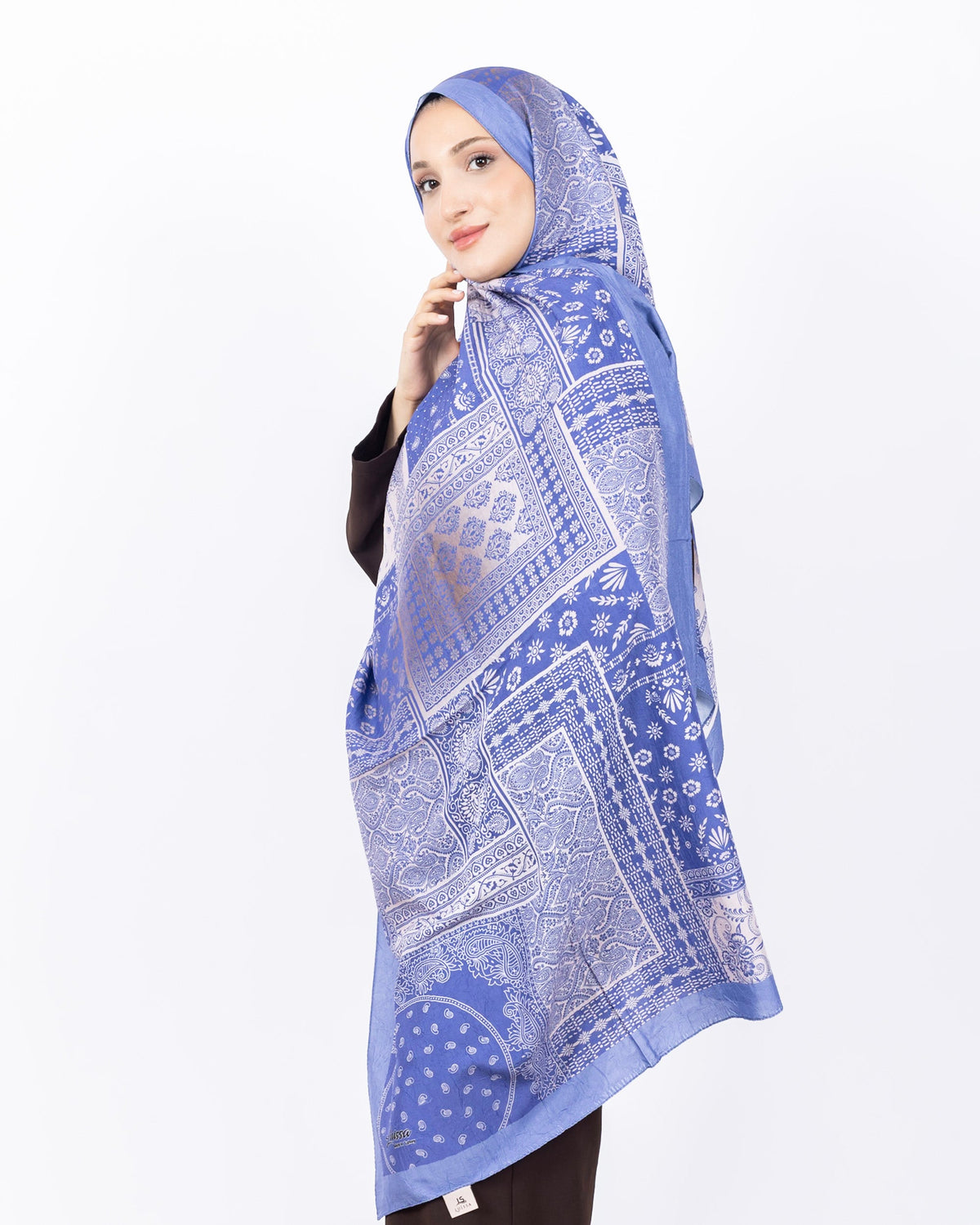 Mikro Bambu Kraş Şal D034 Mavi, 75 × 185 cm şal – görsel 1