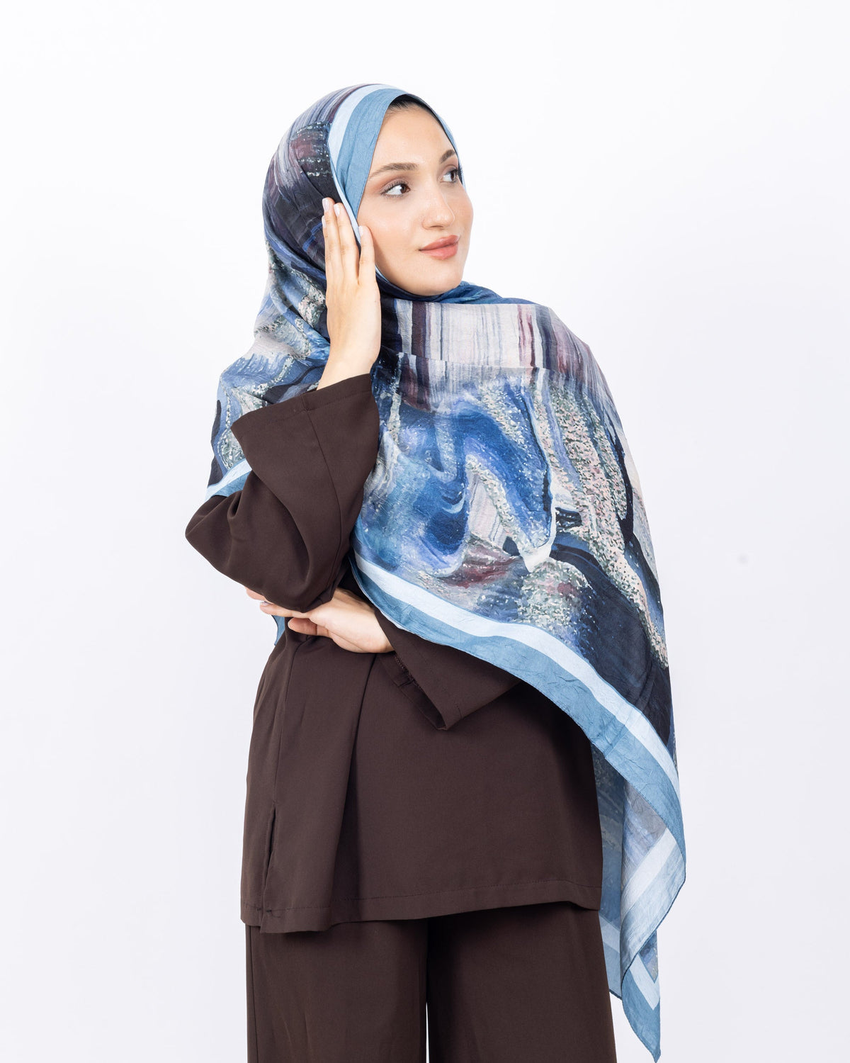 Mikro Bambu Kraş Şal D021 Füme, 75 × 185 cm şal – görsel 1