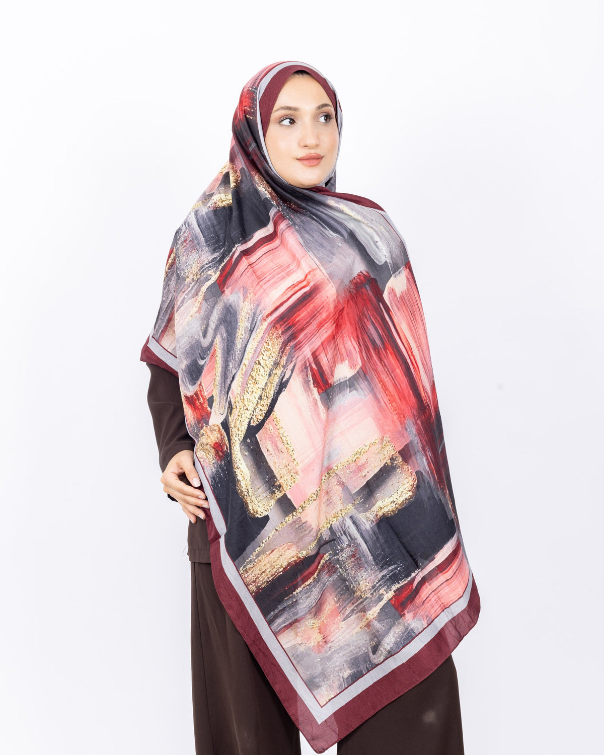Mikro Bambu Kraş Şal D021 Bordo, 75 × 185 cm şal – görsel 2