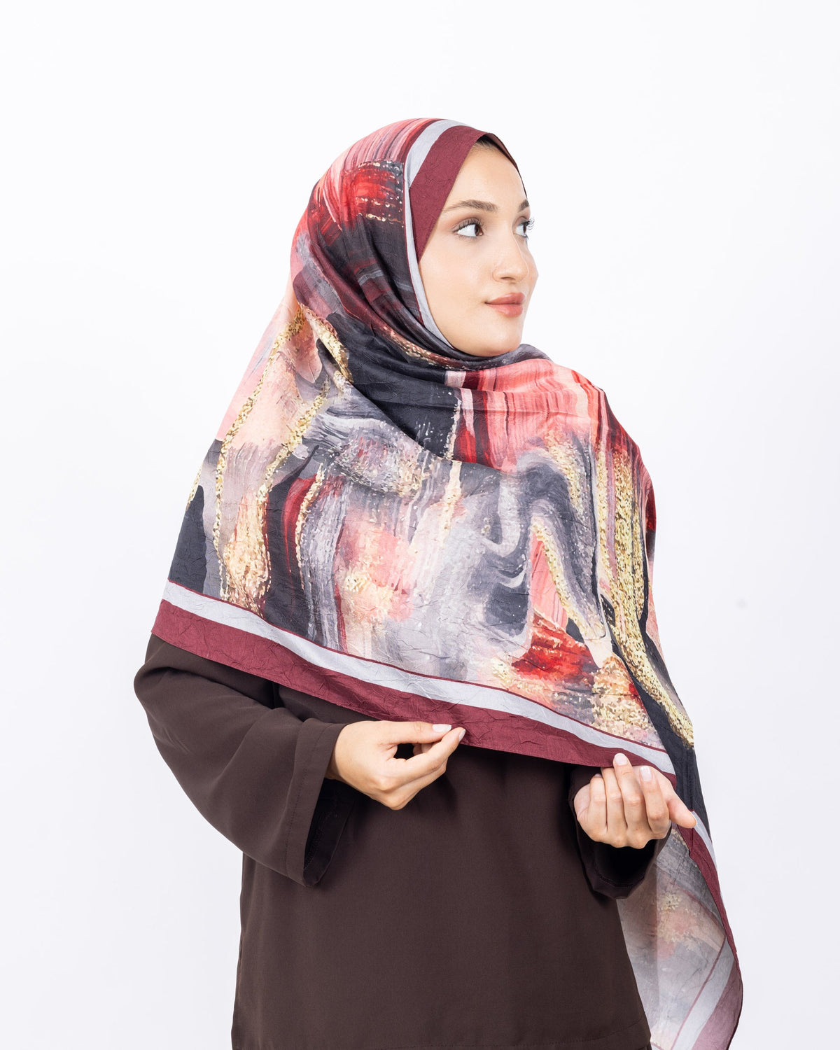 Mikro Bambu Kraş Şal D021 Bordo, 75 × 185 cm şal – görsel 1