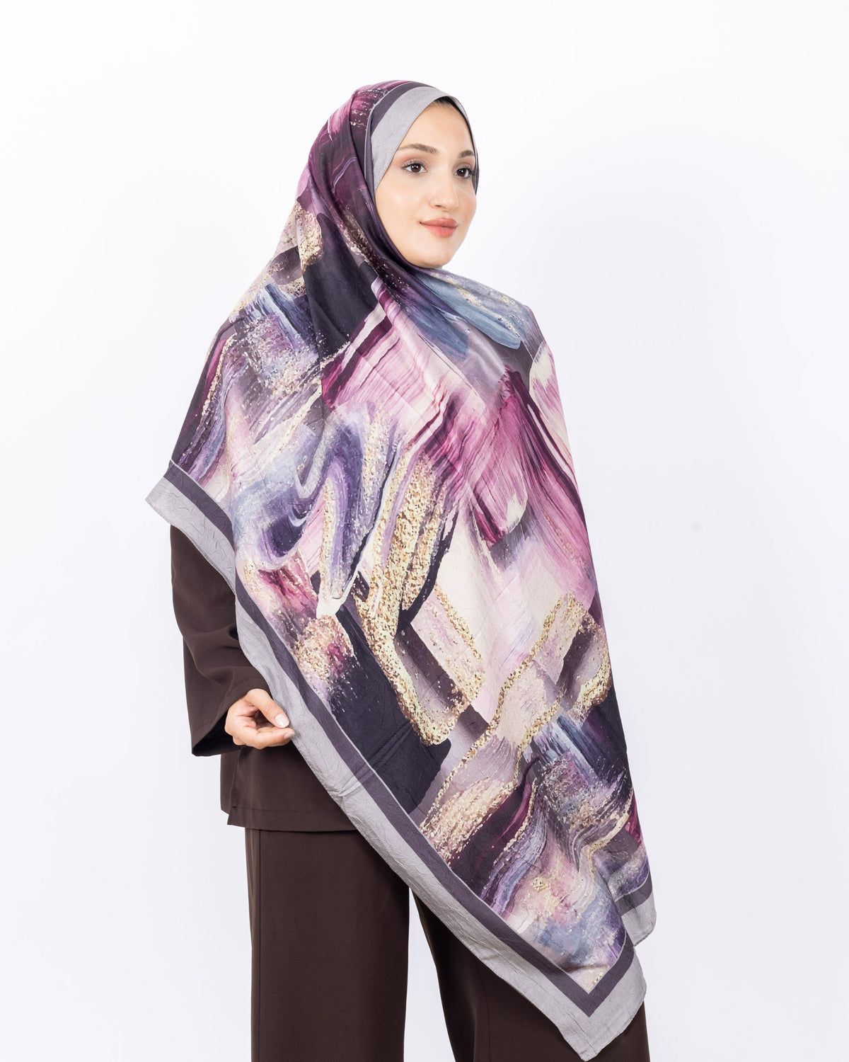 Mikro Bambu Kraş Şal D021 Vizon, 75 × 185 cm şal – görsel 2