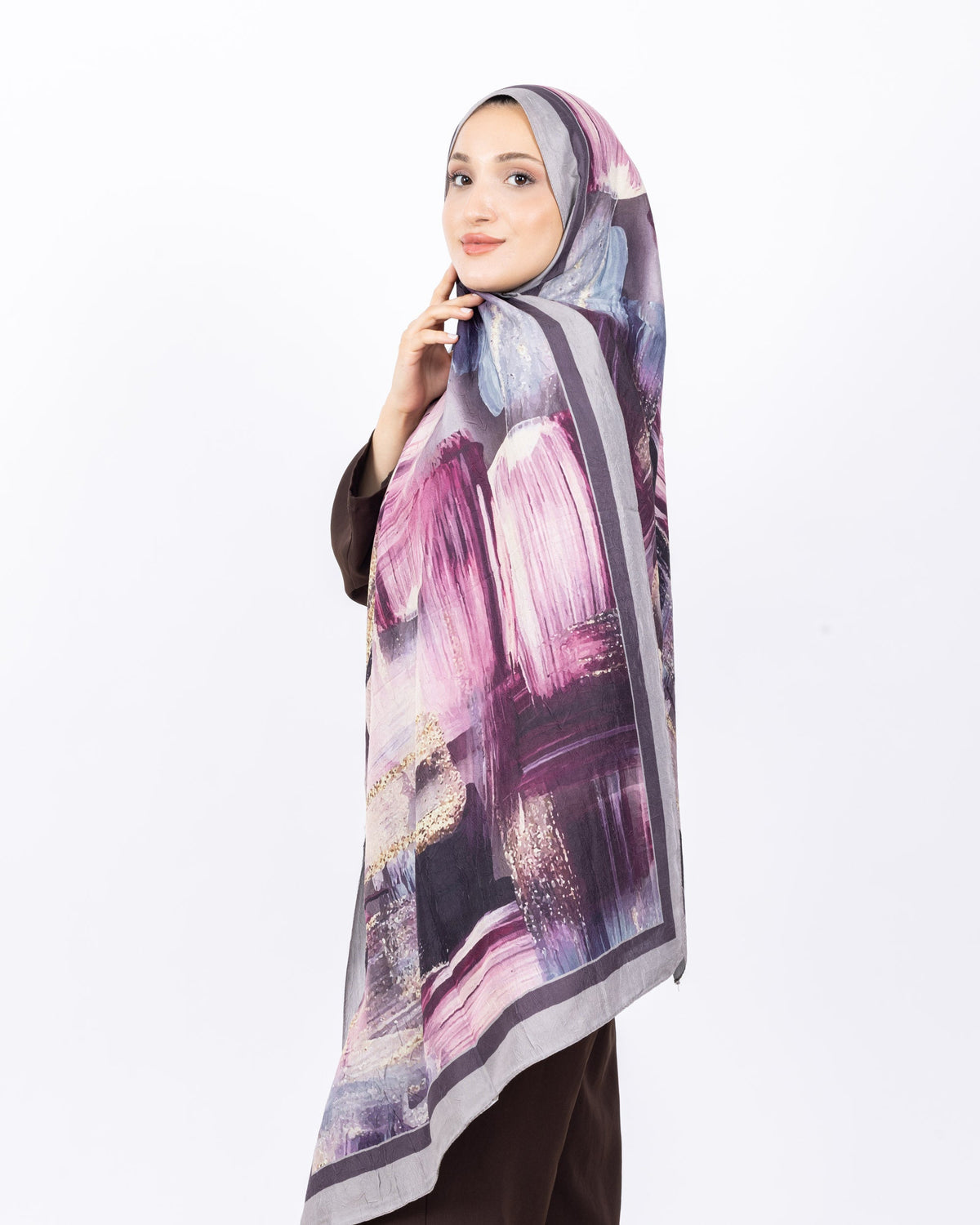 Mikro Bambu Kraş Şal D021 Vizon, 75 × 185 cm şal – görsel 3