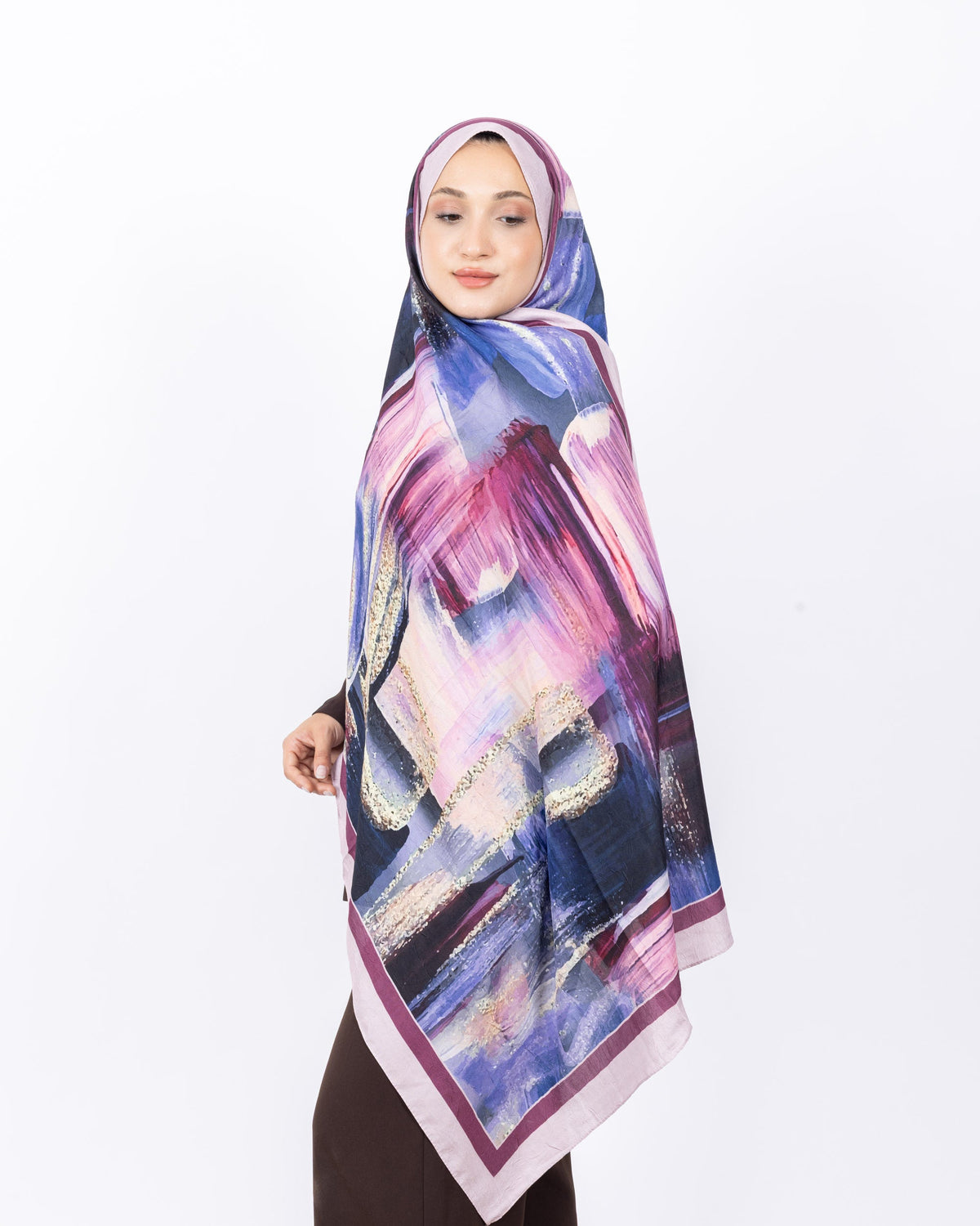 Mikro Bambu Kraş Şal D021 Pembe, 75 × 185 cm şal – görsel 1