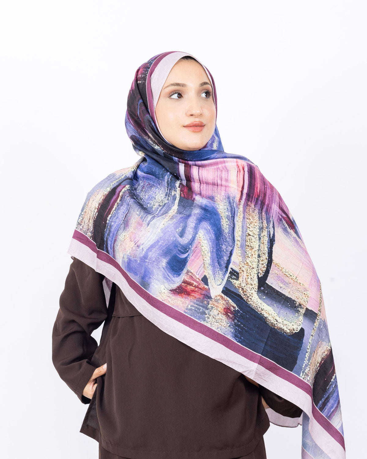 Mikro Bambu Kraş Şal D021 Pembe, 75 × 185 cm şal – görsel 3