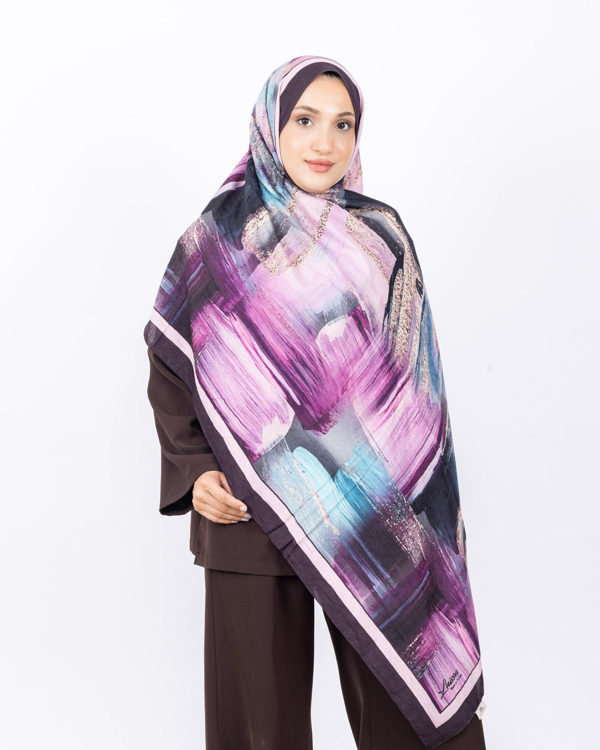 Mikro Bambu Kraş Şal D021 Mürdüm, 75 × 185 cm şal – görsel 2