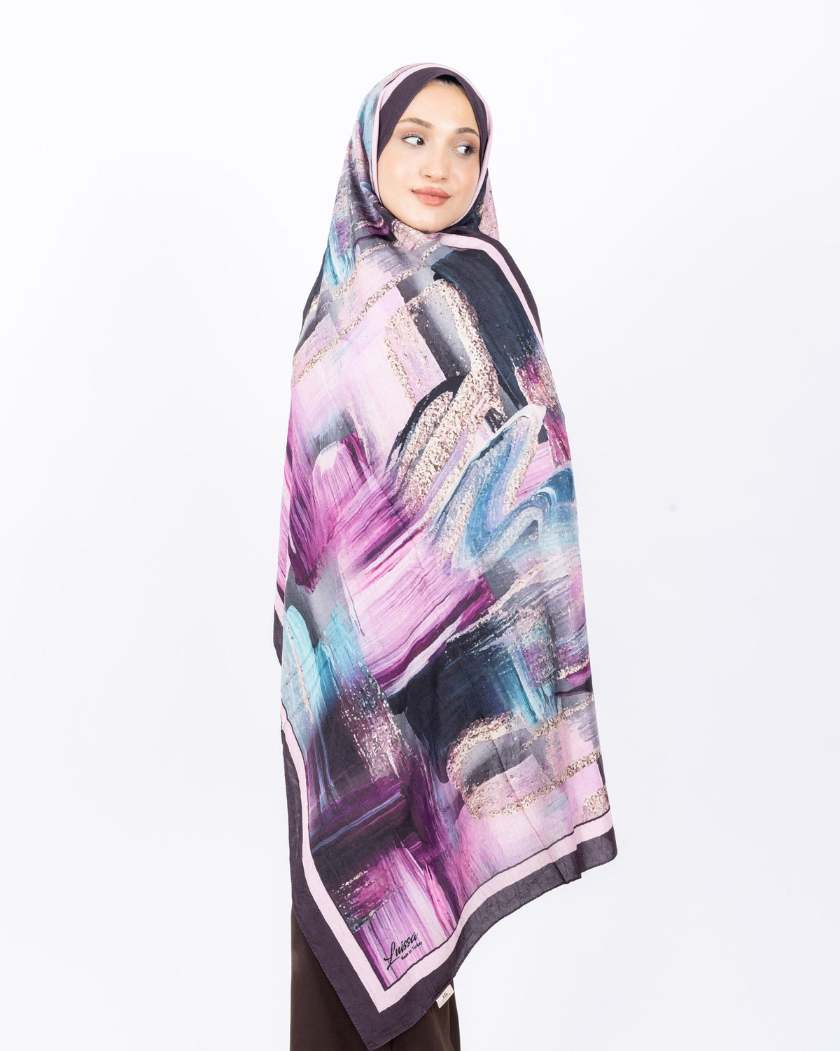 Mikro Bambu Kraş Şal D021 Mürdüm, 75 × 185 cm şal – görsel 3