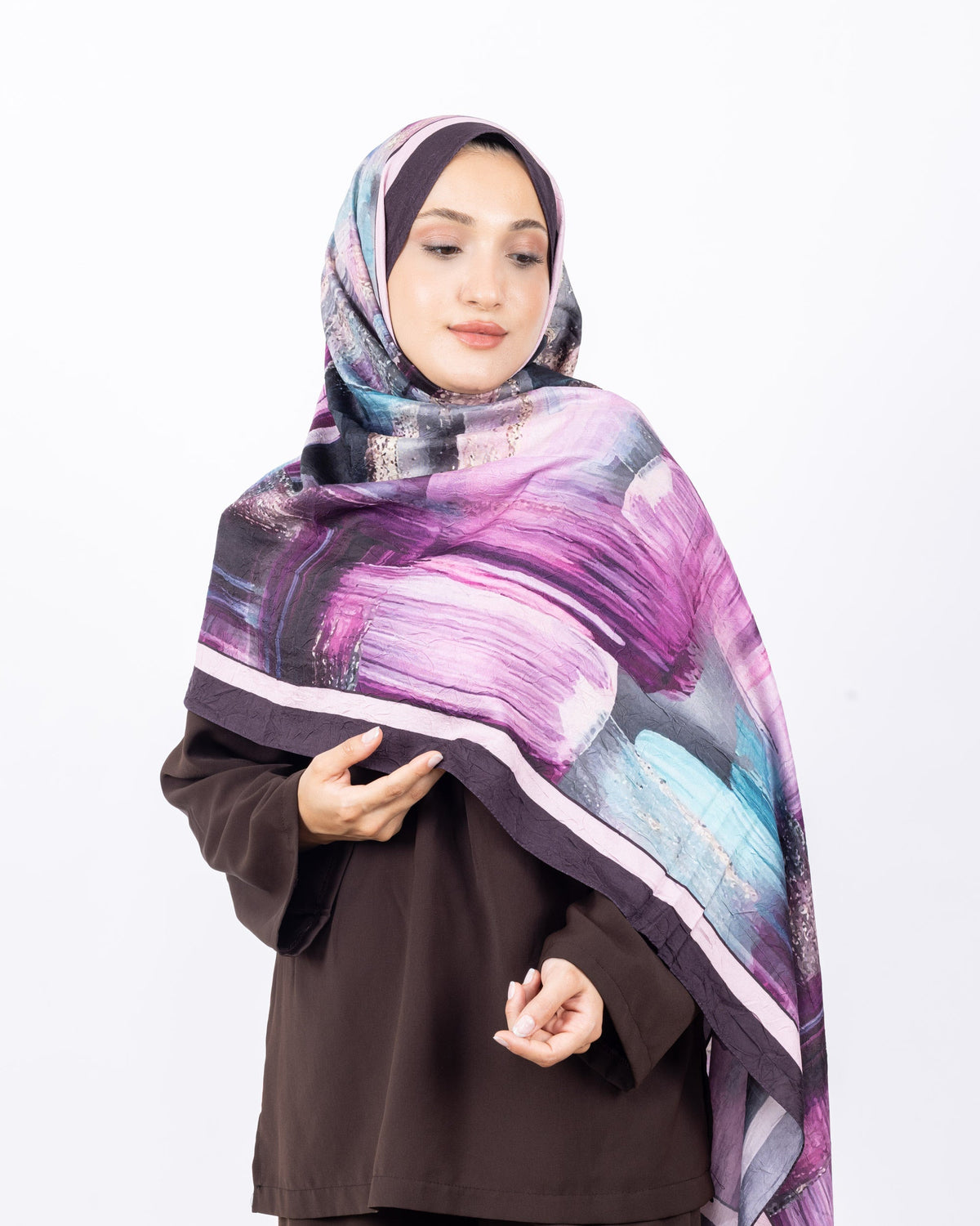 Mikro Bambu Kraş Şal D021 Mürdüm, 75 × 185 cm şal – görsel 4