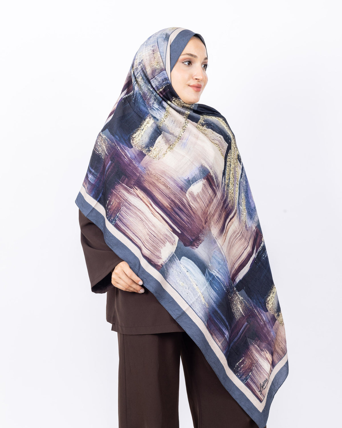Mikro Bambu Kraş Şal D021 İndigo Mavi, 75 × 185 cm şal – görsel 2
