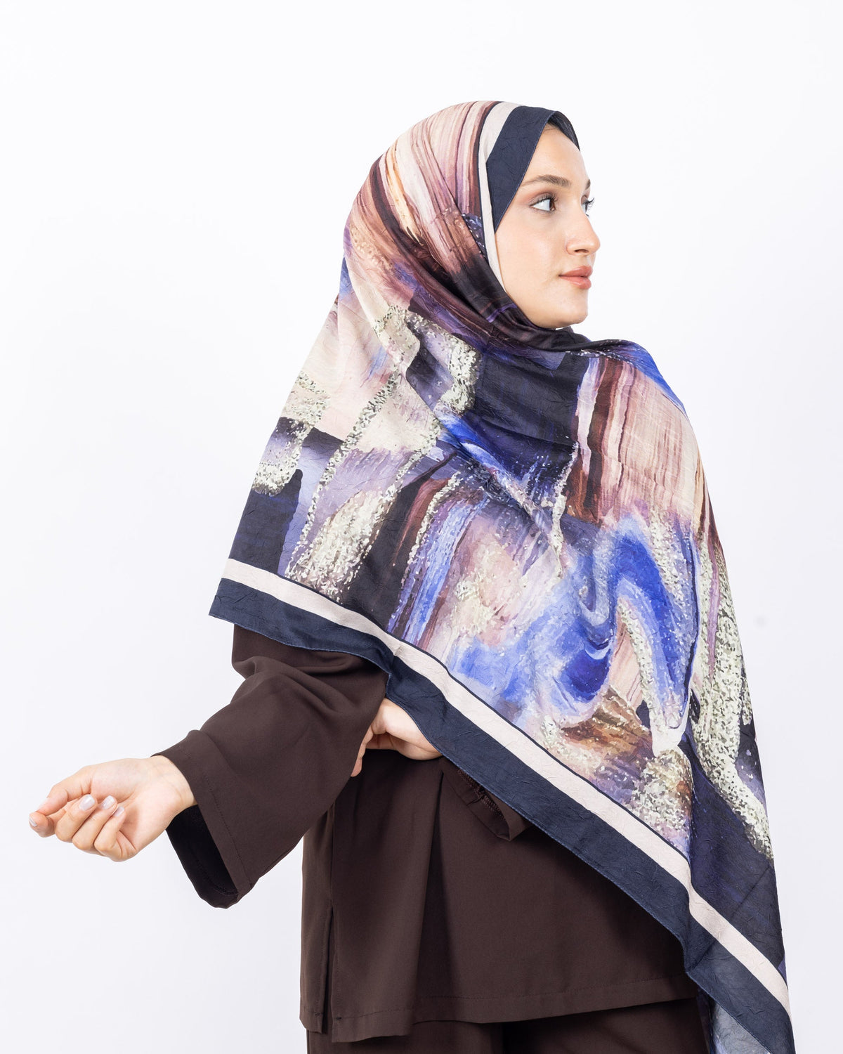 Mikro Bambu Kraş Şal D021 Lacivert, 75 × 185 cm şal – görsel 3