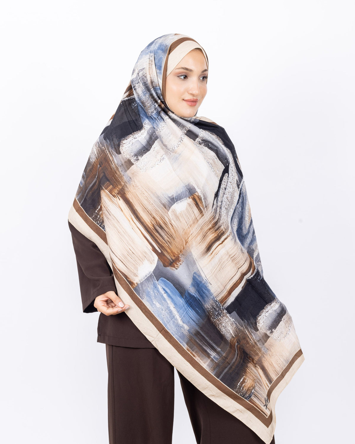 Mikro Bambu Kraş Şal D021 Bej, 75 × 185 cm şal – görsel 2