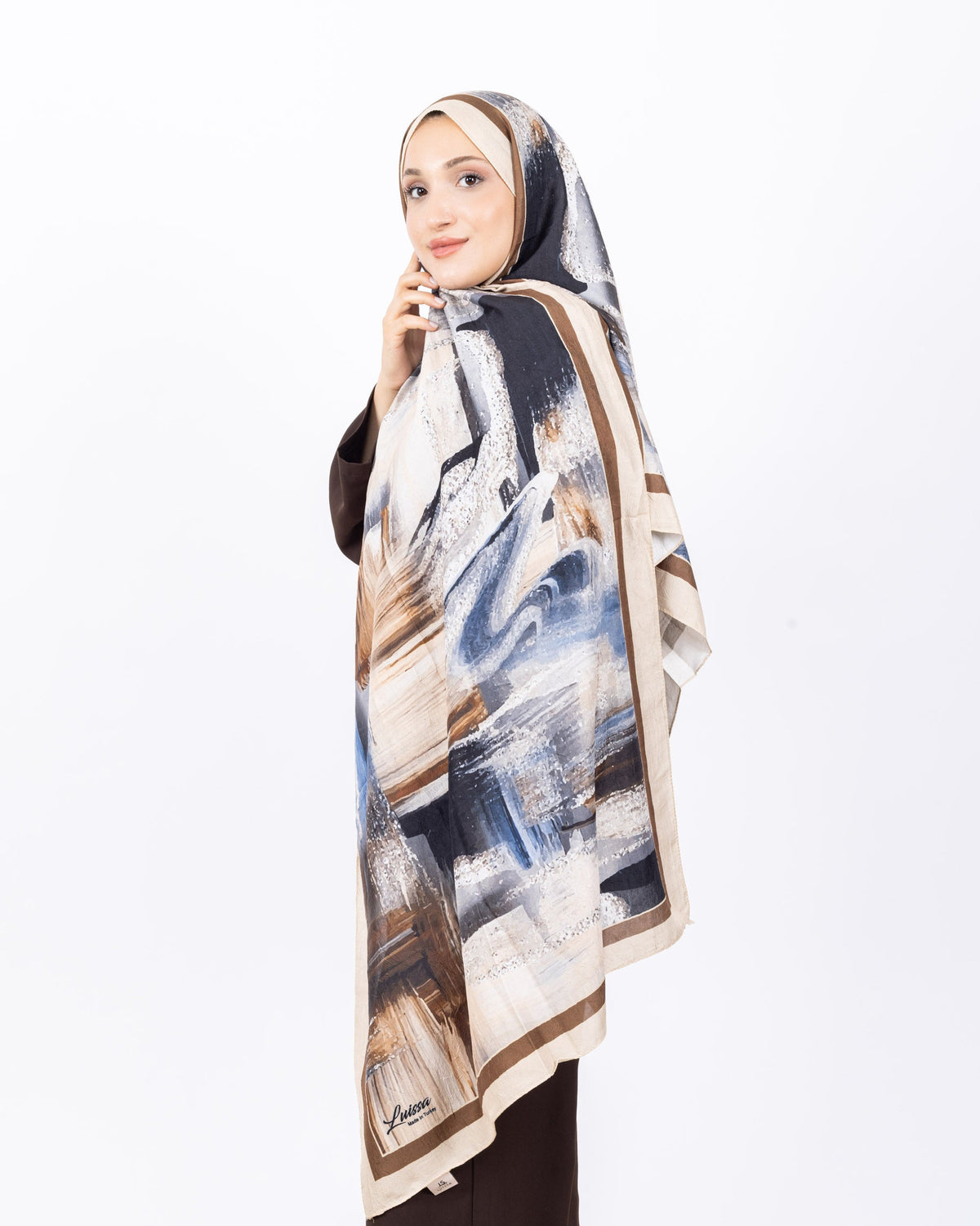 Mikro Bambu Kraş Şal D021 Bej, 75 × 185 cm şal – görsel 1
