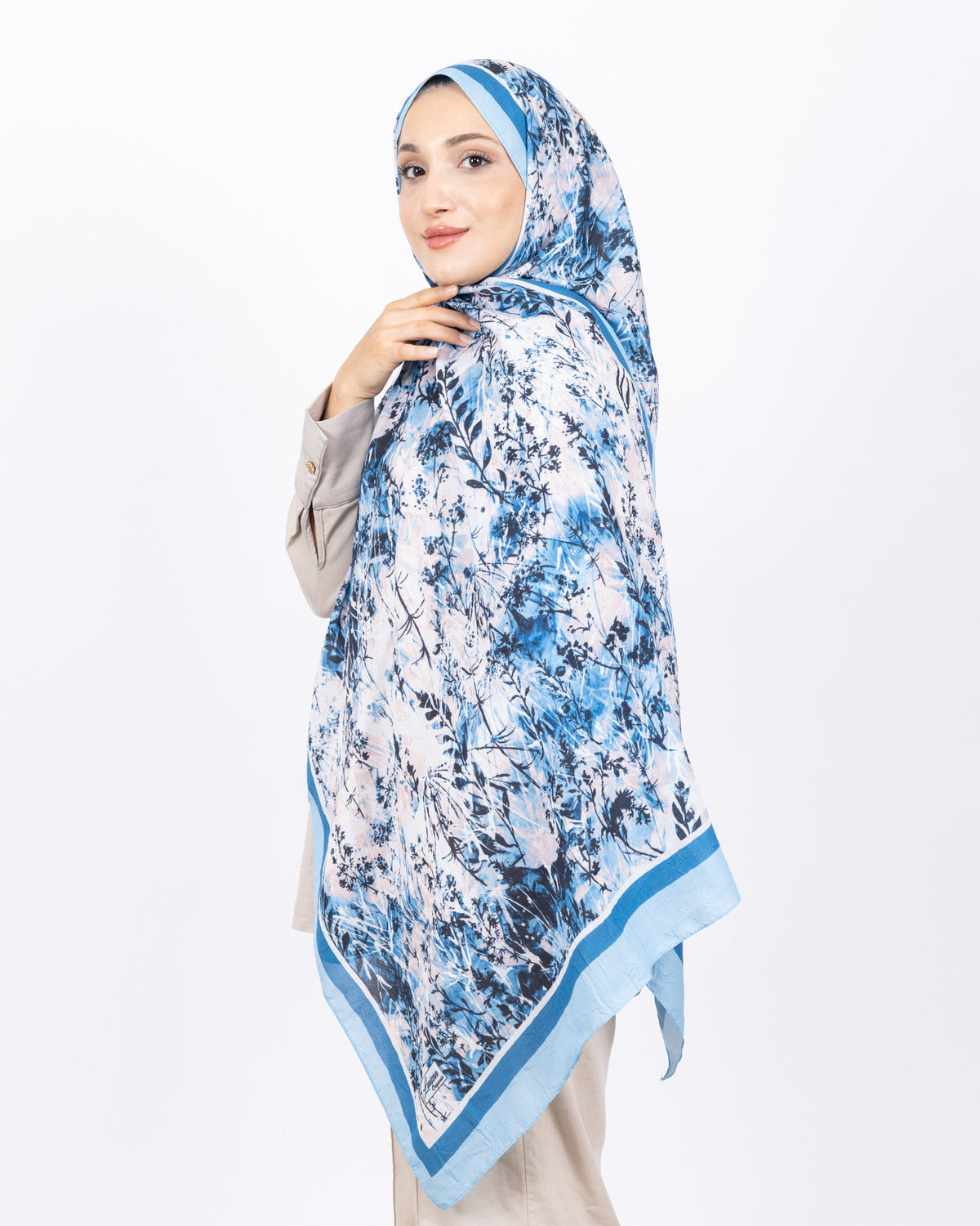 Soft Bambu Kraş Şal D037 Mavi, 75 × 185 cm şal – görsel 3