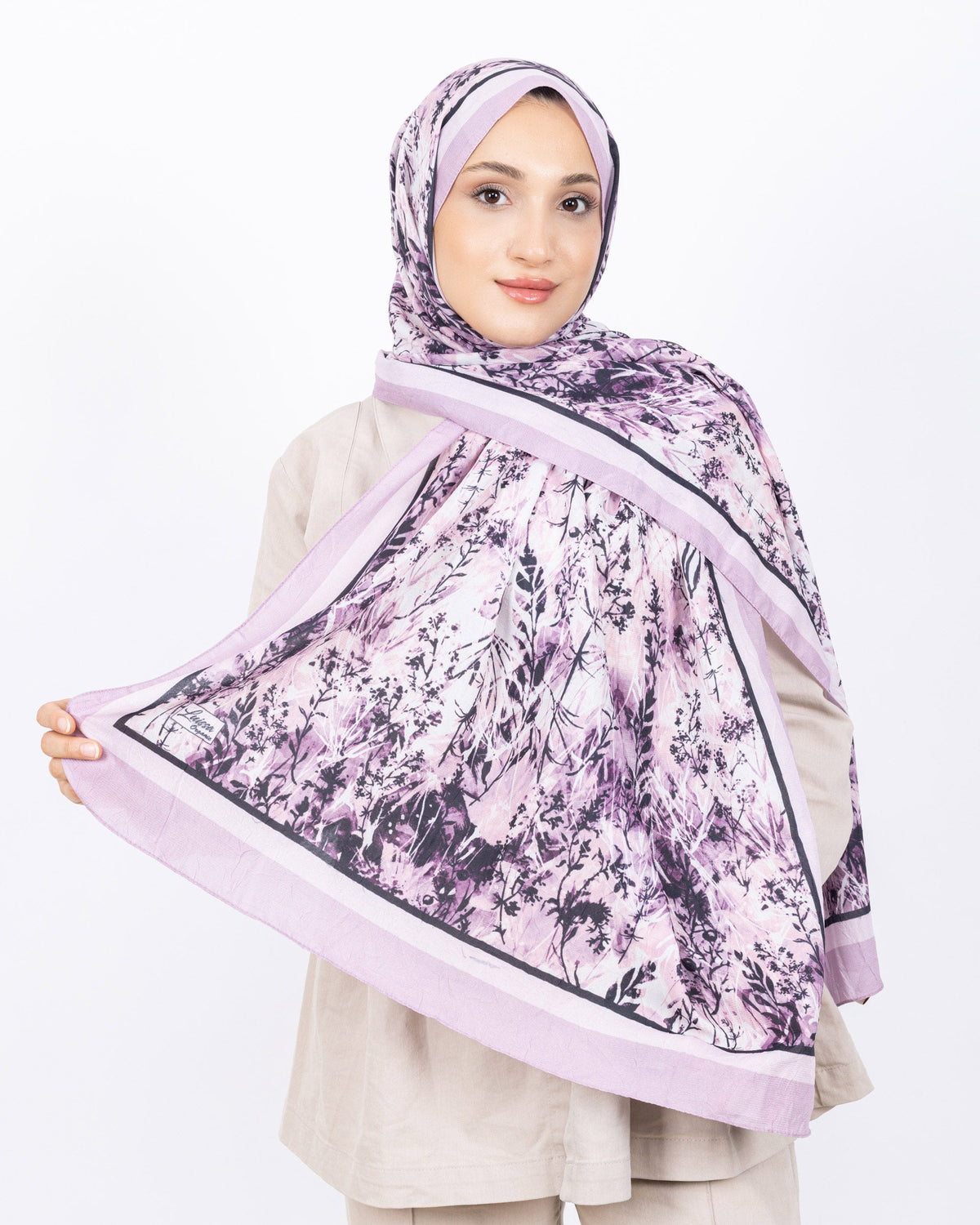 Soft Bambu Kraş Şal D037 Lila, 75 × 185 cm şal – görsel 1