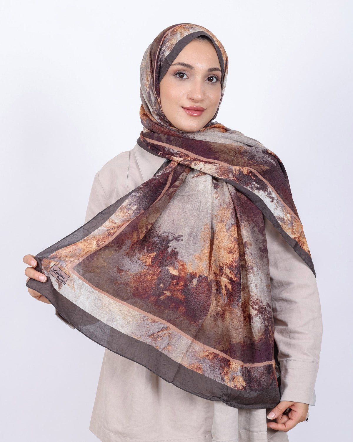 Soft Bambu Kraş Şal D038 Koyu Vizon, 75 × 185 cm şal – görsel 2
