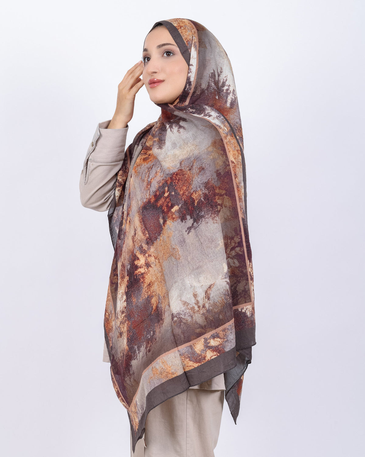Soft Bambu Kraş Şal D038 Koyu Vizon, 75 × 185 cm şal – görsel 3