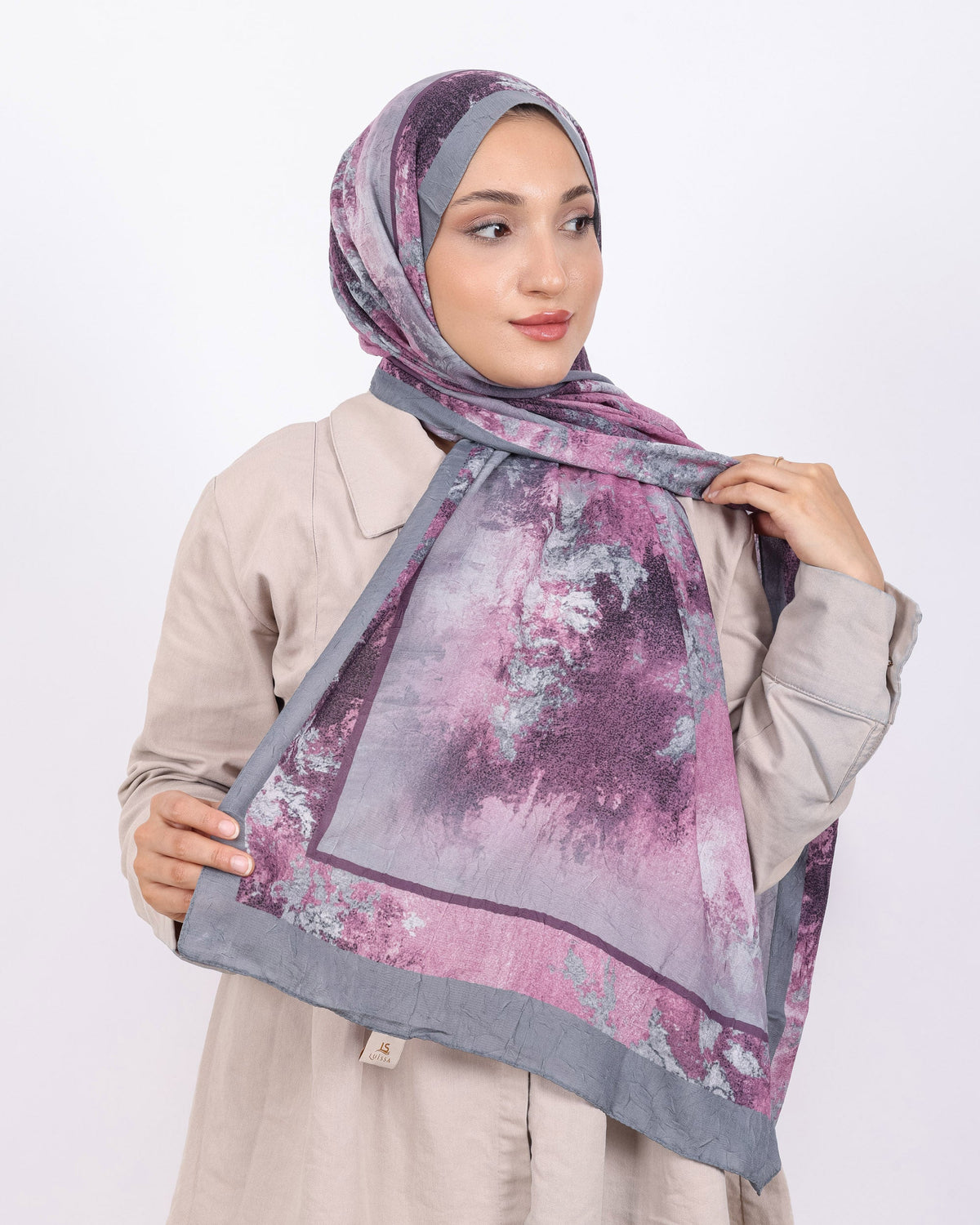 Soft Bambu Kraş Şal D038 Gri, 75 × 185 cm şal – görsel 2