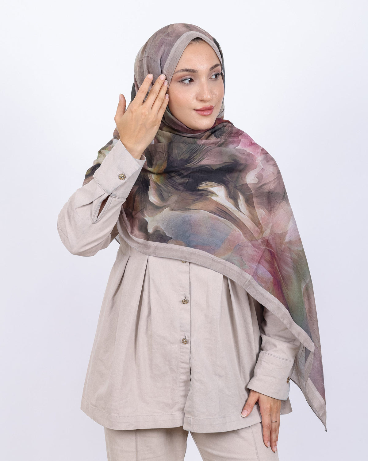 Soft Bambu Kraş Şal D039 Bej, 75 × 185 cm şal – görsel 2