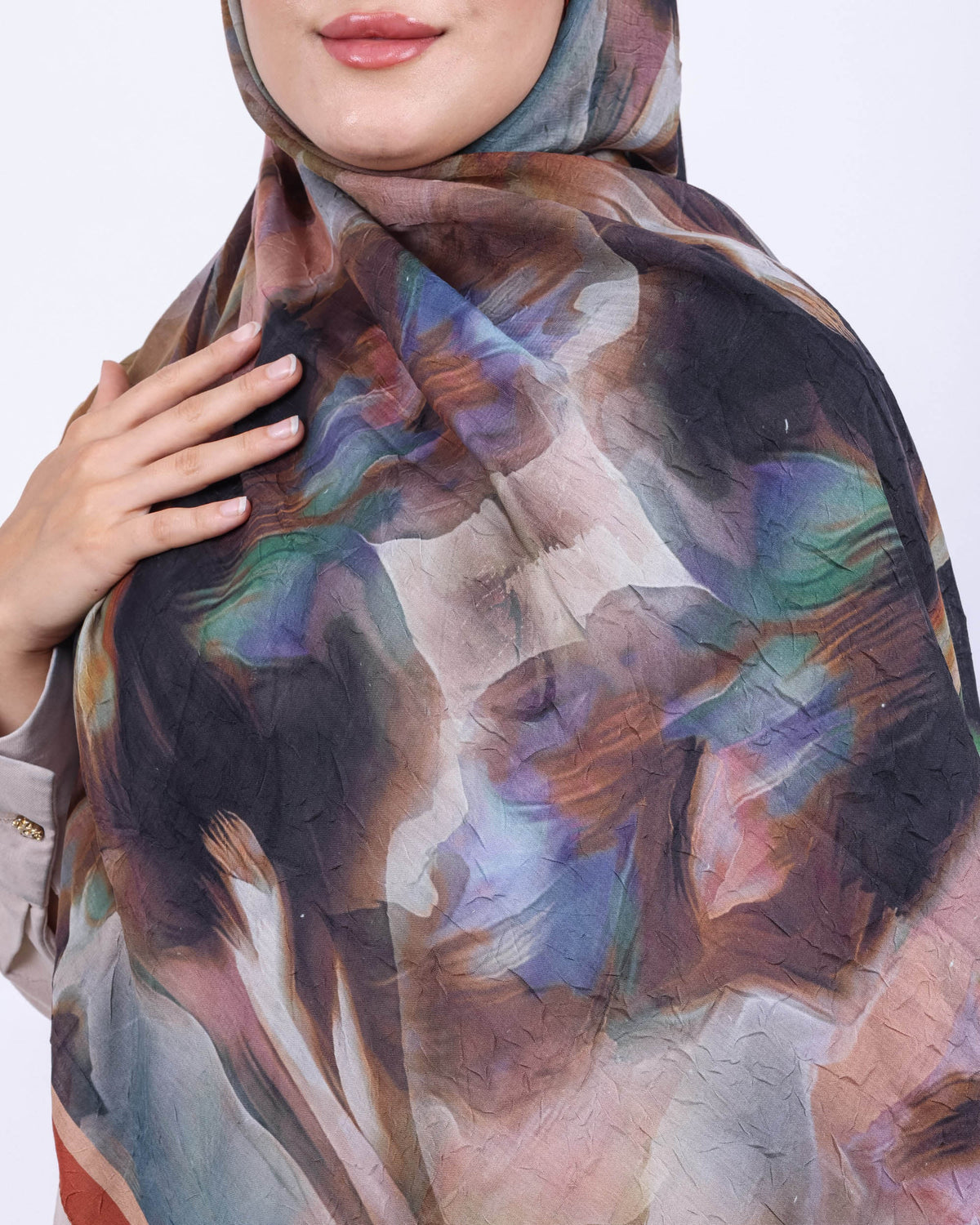 Soft Bambu Kraş Şal D039 Kiremit, 75 × 185 cm şal – görsel 4