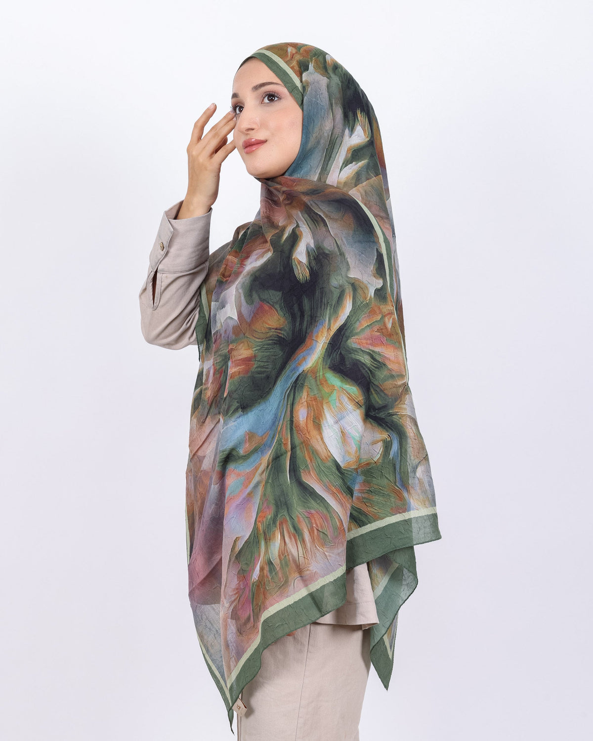 Soft Bambu Kraş Şal D039 Zümrüt Yeşili, 75 × 185 cm şal – görsel 3