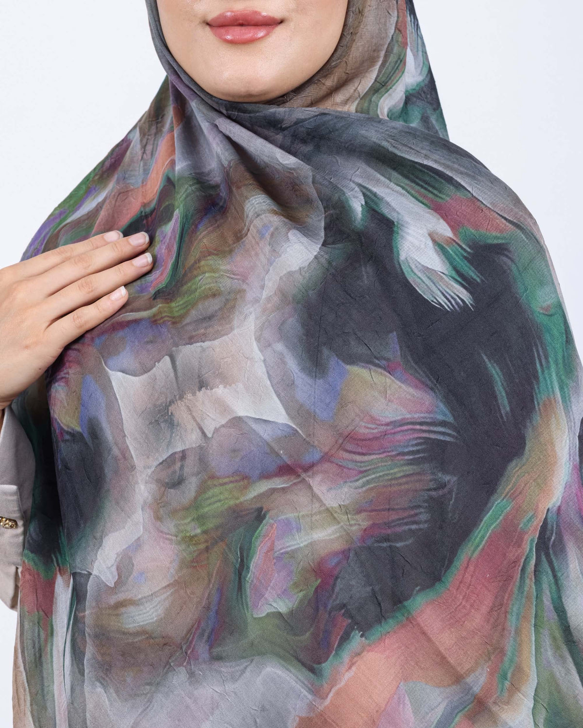 Soft Bambu Kraş Şal D039 Koyu Vizon, 75 × 185 cm şal – görsel 4