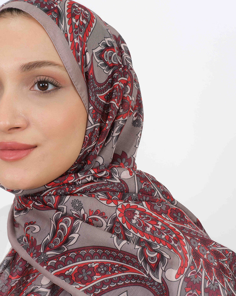 Soft Şal D057 Vizon-Bordo, 75 × 185 cm şal – görsel 4