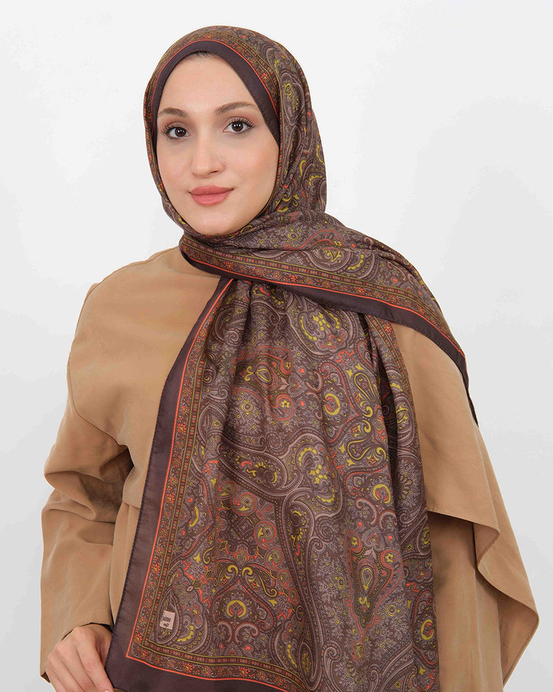 Soft Şal D059 Kahverengi-Kiremit, 75 × 185 cm şal – görsel 2