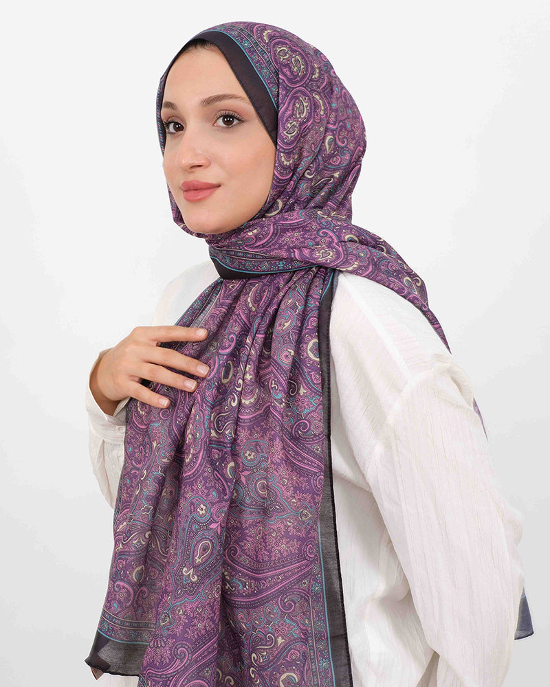 Soft Şal D059 Siyah-Mor, 75 × 185 cm şal – görsel 3
