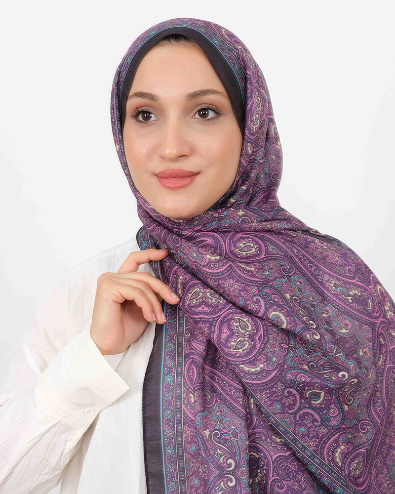 Soft Şal D059 Siyah-Mor, 75 × 185 cm şal – görsel 4