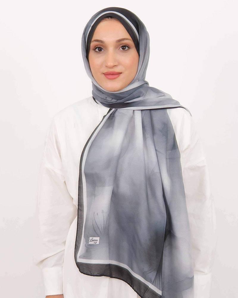 Soft Şal D063 Siyah-Gri, 75 × 185 cm şal – görsel 2
