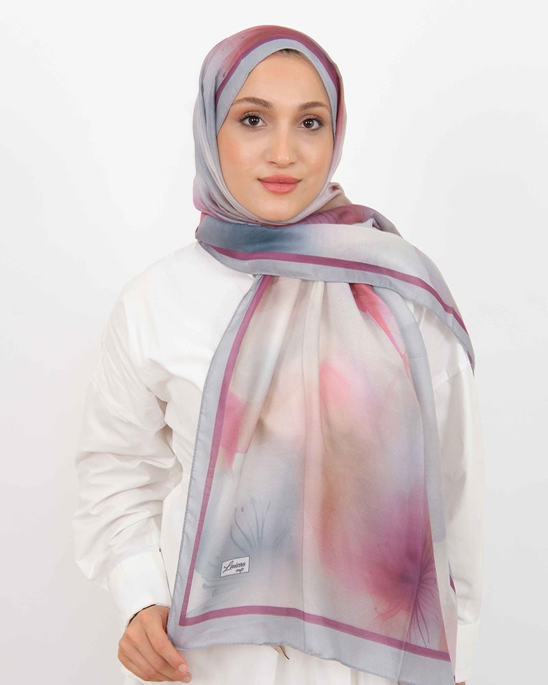 Soft Şal D063 Gri-Mürdüm, 75 × 185 cm şal – görsel 2