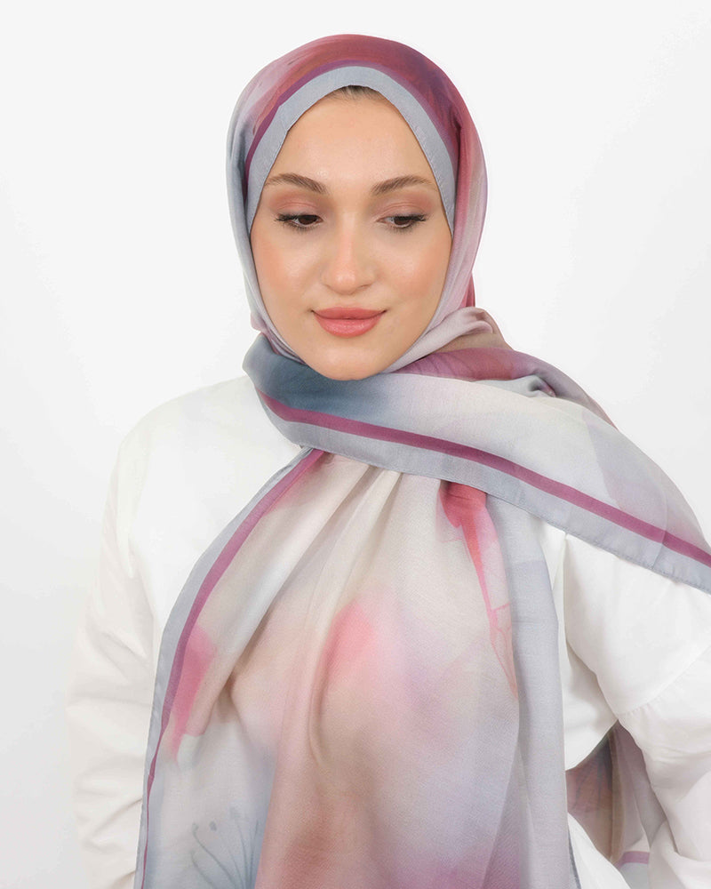 Soft Şal D063 Gri-Mürdüm, 75 × 185 cm şal – görsel 3