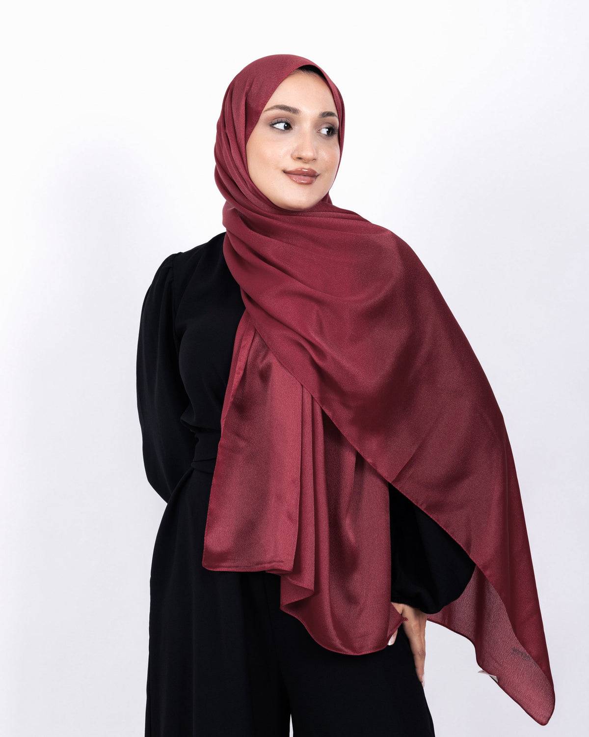 Düz Kristal Şal D019 Açık Bordo, düz desenli, 75 × 185 cm şal – görsel 2