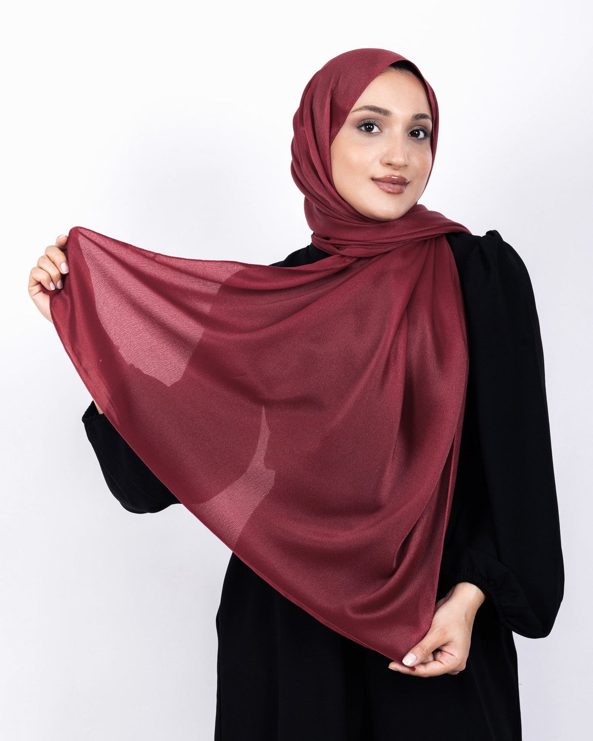Düz Kristal Şal D019 Açık Bordo, düz desenli, 75 × 185 cm şal – görsel 1