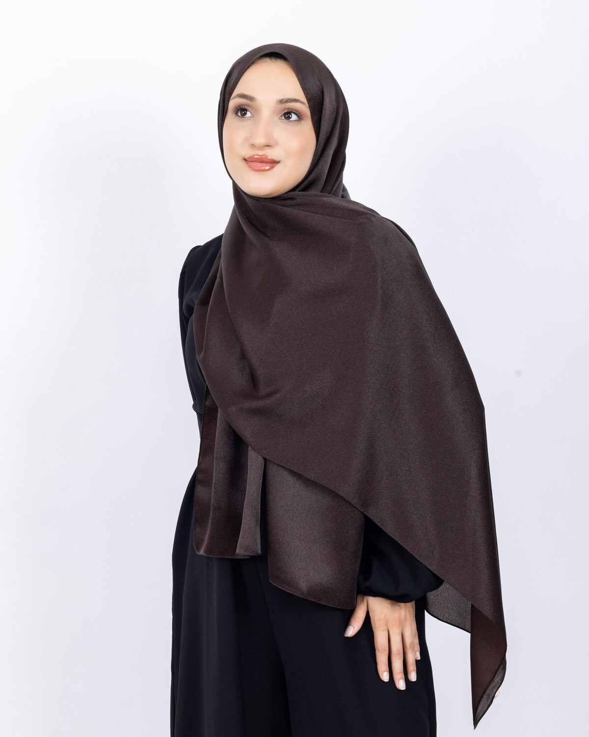 Düz Kristal Şal D019 Acı Kahve, düz desenli, 75 × 185 cm şal – görsel 2