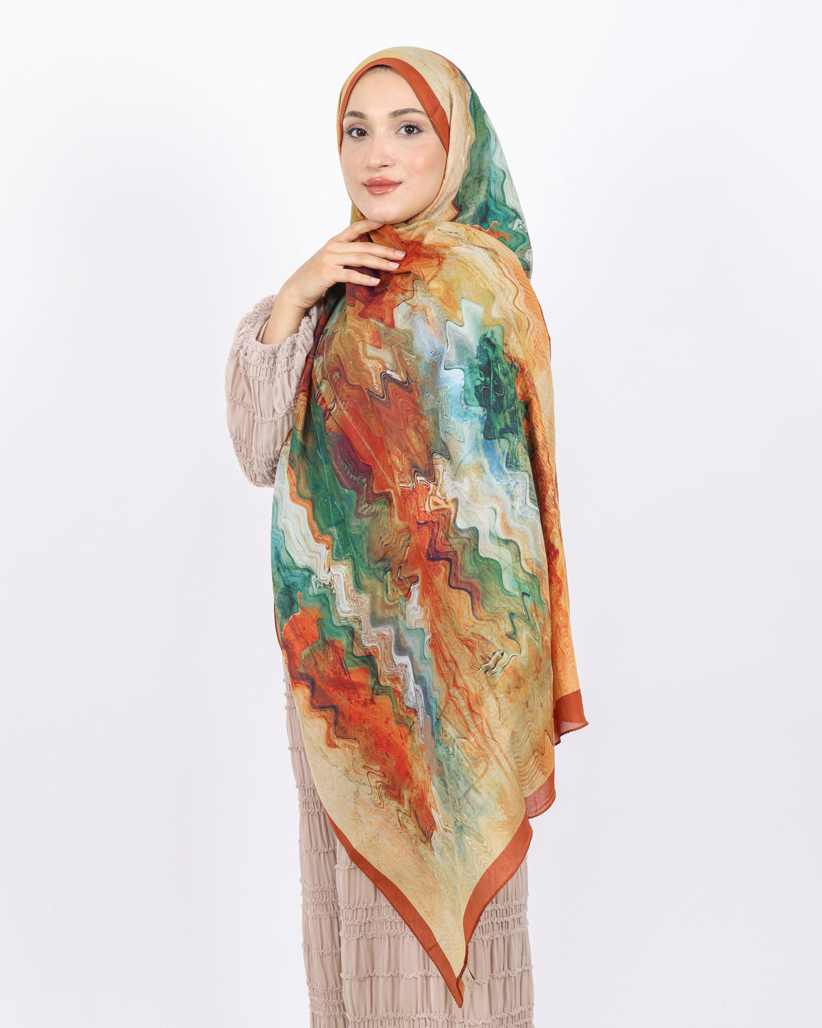 Soft Bambu Kraş Şal D045 Kiremit, 75 × 185 cm şal – görsel 1