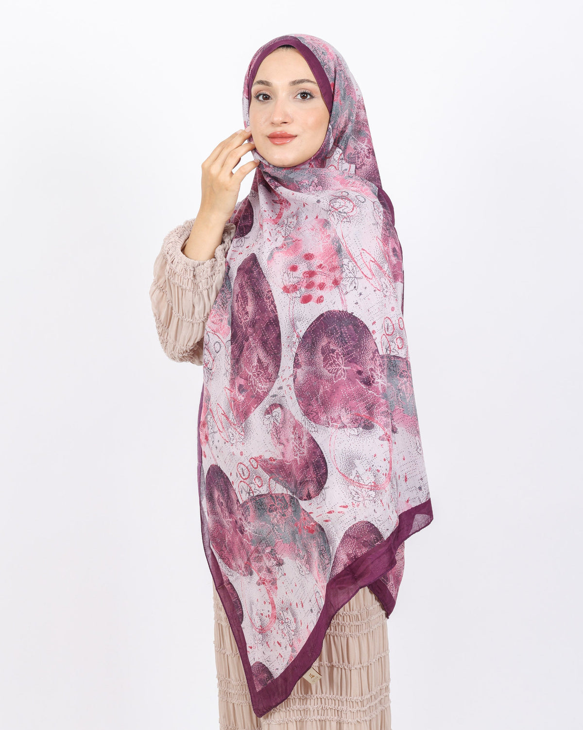 Soft Bambu Kraş Şal D046 Mürdüm, 75 × 185 cm şal – görsel 1
