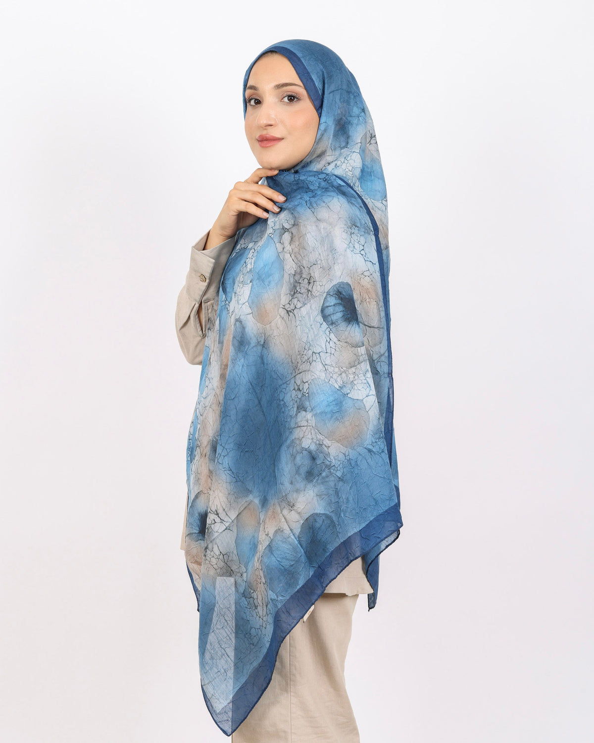 Soft Bambu Kraş Şal D043 Koyu Mavi, 75 × 185 cm şal – görsel 3
